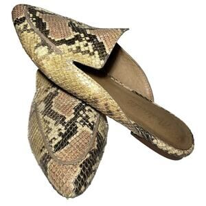 Madewell Snakeskin Print Leather Pointed‎ Toe Mules Flats Sandals Shoes Size 7.5